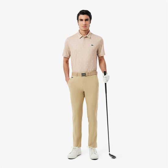 Men's Lacoste Fit UV Protect Golf Polo Shirt in Beige - Image 6