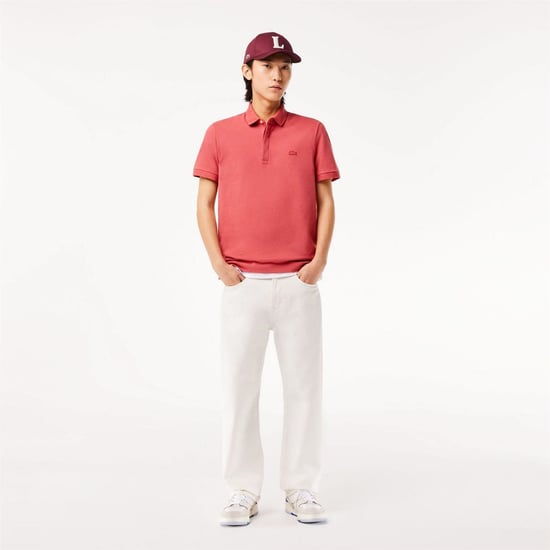 Men's Lacoste Fit Paris Stretch Piqu¿ Polo Shirt in Red - Image 3