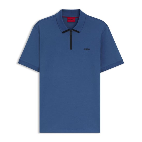 Men's Hugo Contrast Logo Polo Shirt in Blue - Image 1