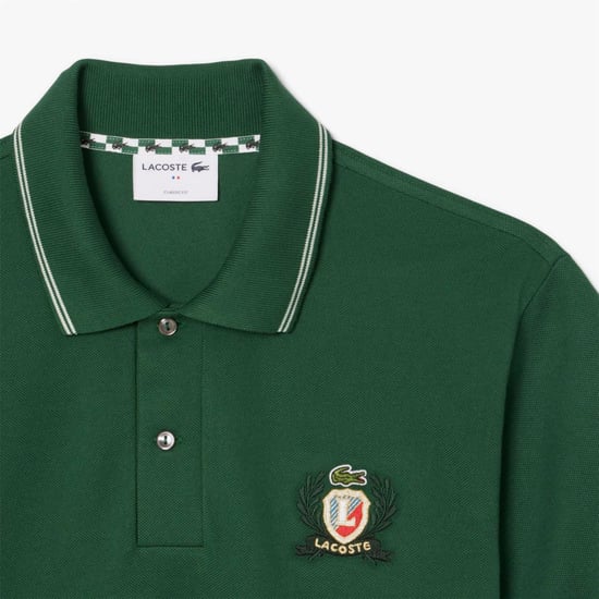 Men's Lacoste Fit L.12.12 Embroidered Shield Polo Shirt in Green - Image 2