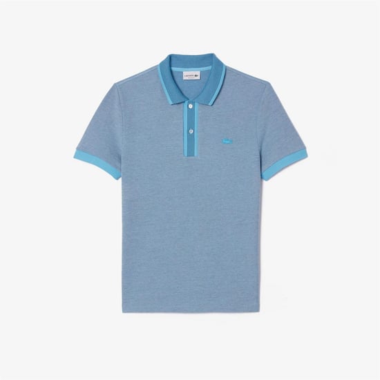 Men's Lacoste Fit Caviar Piqu¿ Polo Shirt in Blue - Image 4