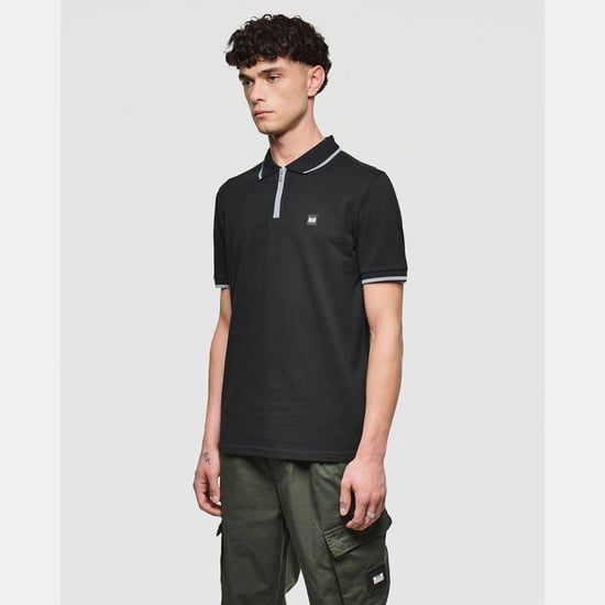 Men's Weekend Offender Monti Zip Polo Shirt in Black - Image 2