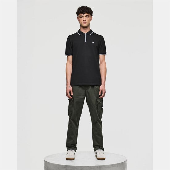 Men's Weekend Offender Monti Zip Polo Shirt in Black - Image 4