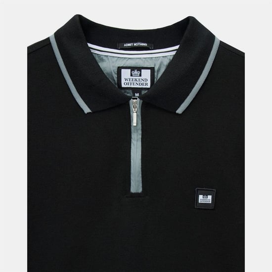 Men's Weekend Offender Monti Zip Polo Shirt in Black - Image 5