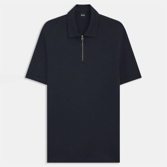 Men's Boss Paras 57 Zip Neck Polo Shirt in Dark Blue - Image 1