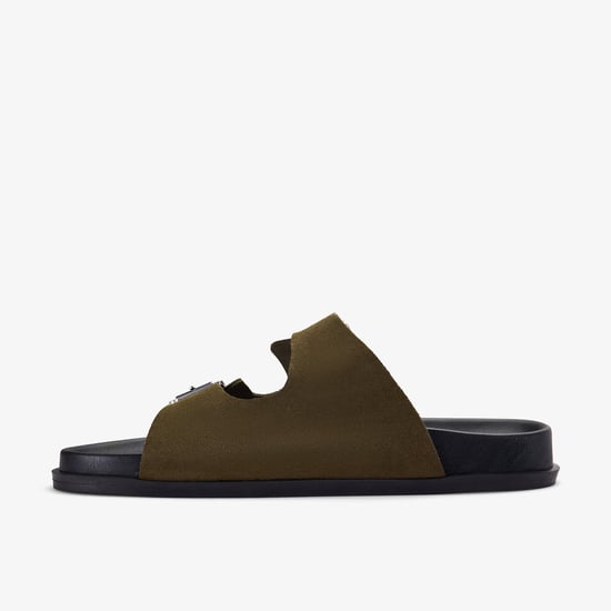 Zarlea Buckle Olive Suede Sandals - Image 2
