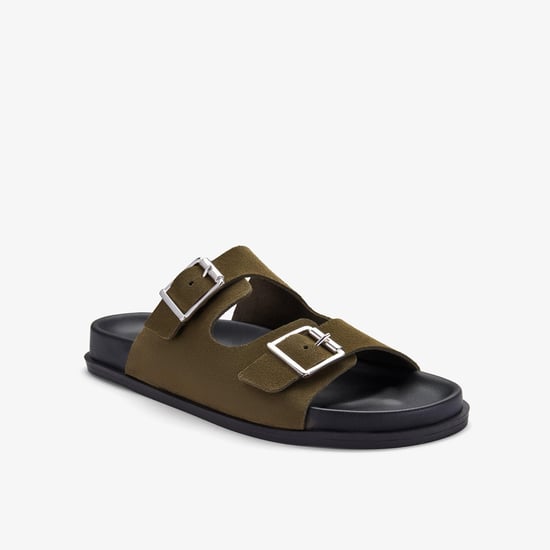 Zarlea Buckle Olive Suede Sandals - Image 4