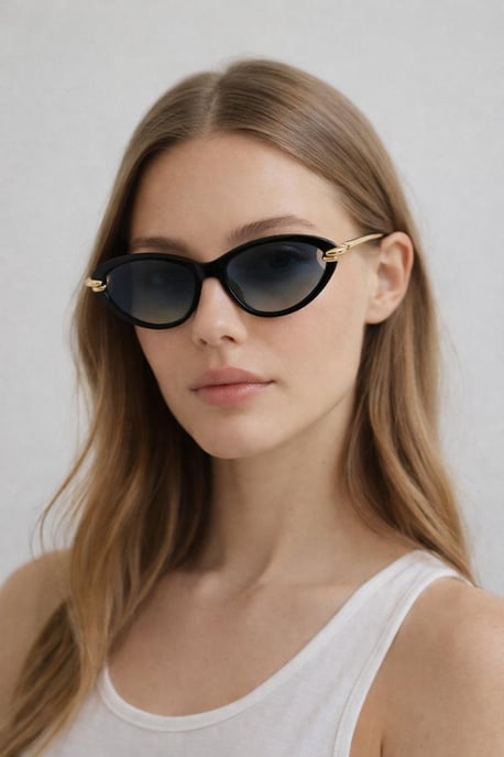 Bold Oval Angular Sunglasses in Black - Image 1