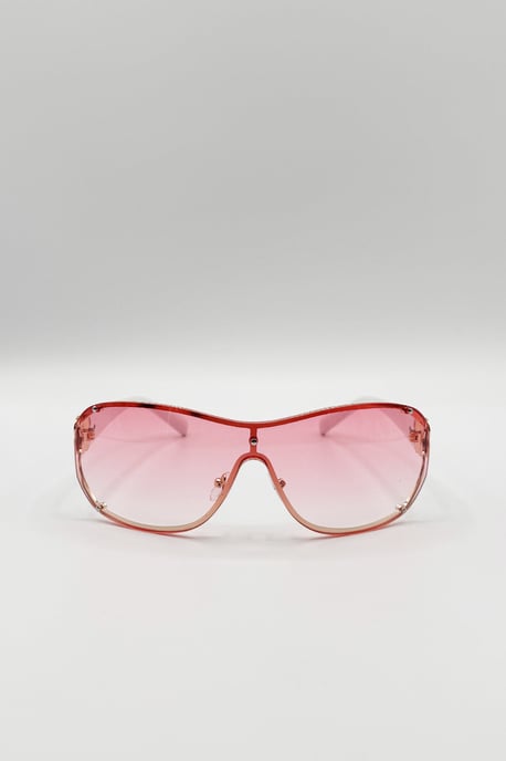 Vintage Rose Wrap Around Sunglasses In Pink - Image 1