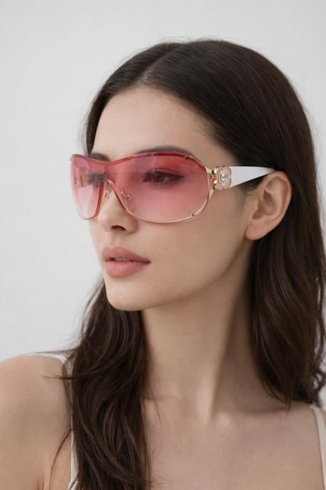 Vintage Rose Wrap Around Sunglasses In Pink - Image 2