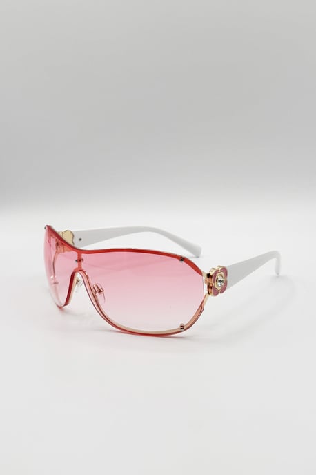 Vintage Rose Wrap Around Sunglasses In Pink - Image 4