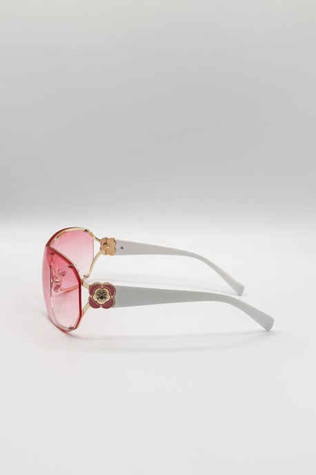 Vintage Rose Wrap Around Sunglasses In Pink - Image 5
