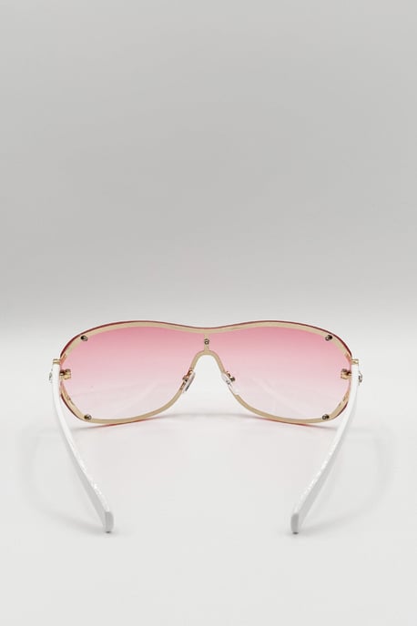 Vintage Rose Wrap Around Sunglasses In Pink - Image 6