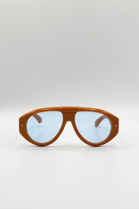 Oversized Bold Aviator Sunglasses in Orange - Image 2
