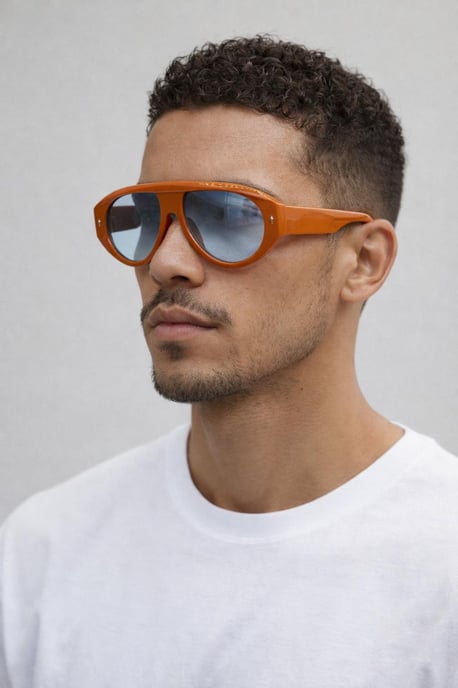 Oversized Bold Aviator Sunglasses in Orange - Image 3