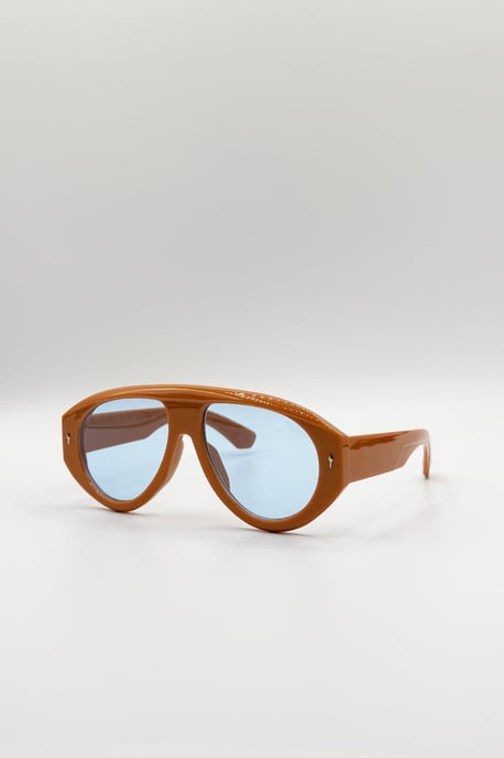 Oversized Bold Aviator Sunglasses in Orange - Image 4