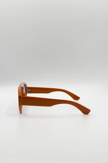 Oversized Bold Aviator Sunglasses in Orange - Image 5