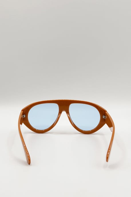 Oversized Bold Aviator Sunglasses in Orange - Image 6