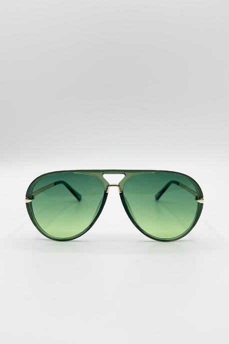 Bold Aviator Metal Arm Sunglasses In Green In Green - Image 2