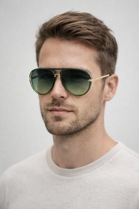 Bold Aviator Metal Arm Sunglasses In Green In Green - Image 3