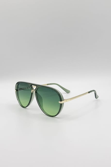 Bold Aviator Metal Arm Sunglasses In Green In Green - Image 4