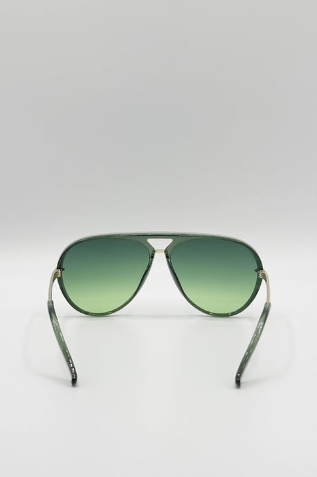 Bold Aviator Metal Arm Sunglasses In Green In Green - Image 6