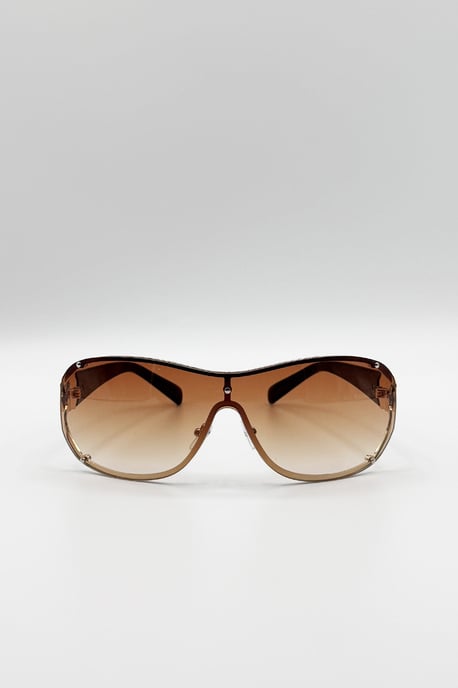 Vintage Rose Wrap Around Sunglasses In Brown - Image 2
