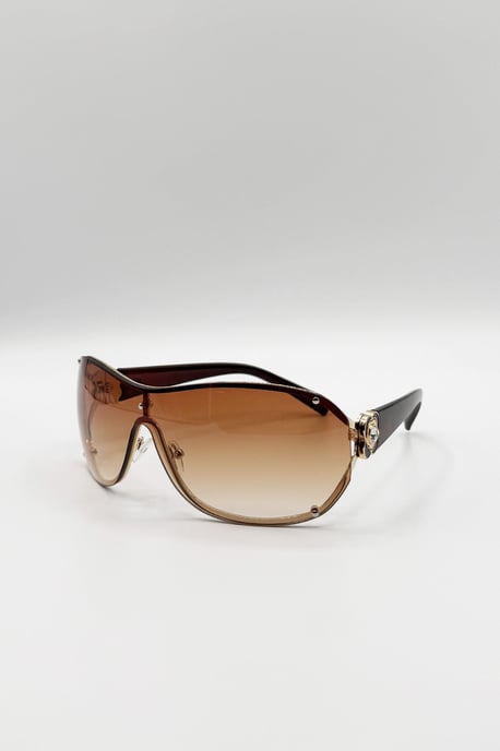 Vintage Rose Wrap Around Sunglasses In Brown - Image 4