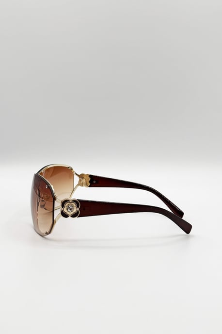 Vintage Rose Wrap Around Sunglasses In Brown - Image 5