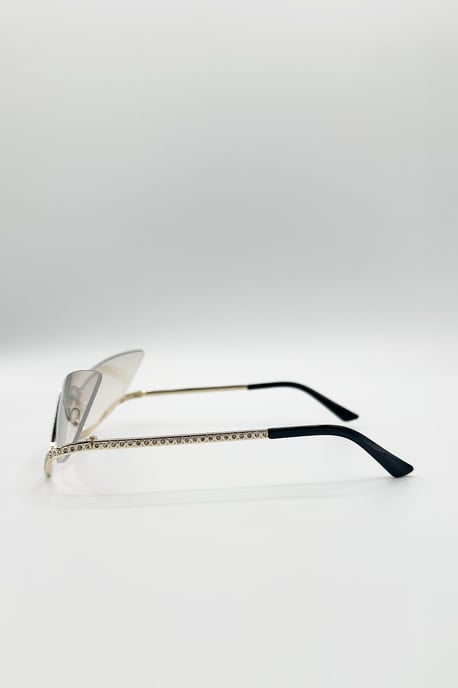Butterfly Dimante Rimless Sunglasses In Iridescent - Image 4