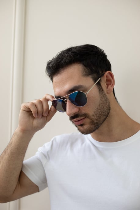 Aviator Sunglasses With Blue Mirror Lenses - Image 3