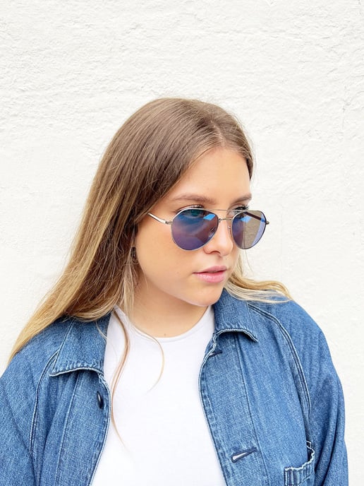 Aviator Sunglasses With Blue Mirror Lenses - Image 4