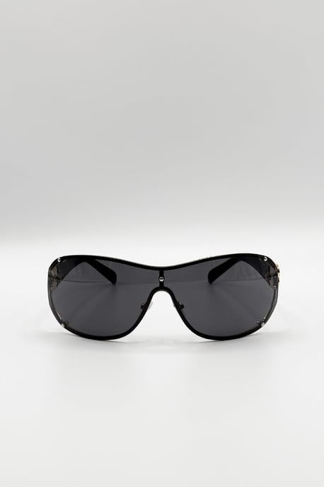 Vintage Rose Wrap Around Sunglasses In Black - Image 2