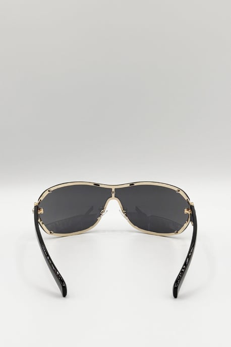 Vintage Rose Wrap Around Sunglasses In Black - Image 5
