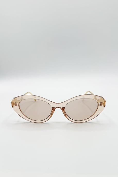 Cat Eye Metal Side Detail Sunglasses In Champagne - Image 1
