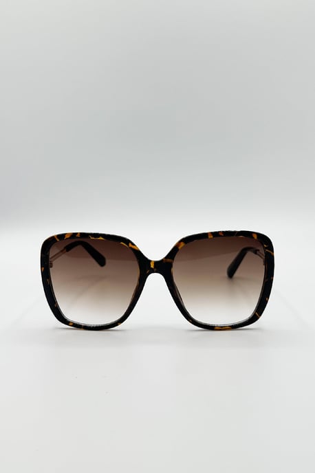 Oversized Square Sunglasses In Tortoiseshell - Image 2