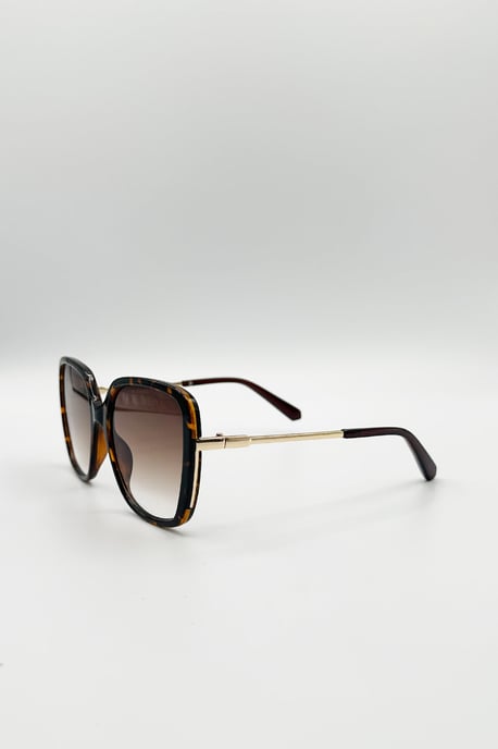 Oversized Square Sunglasses In Tortoiseshell - Image 3
