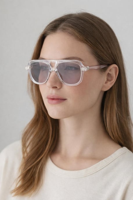 Bold Navigator Sunglasses in Light Grey Pink - Image 1