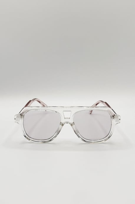 Bold Navigator Sunglasses in Light Grey Pink - Image 2