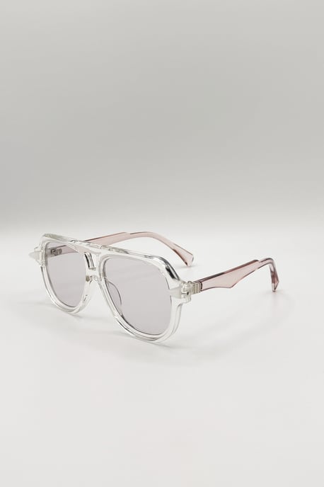 Bold Navigator Sunglasses in Light Grey Pink - Image 3