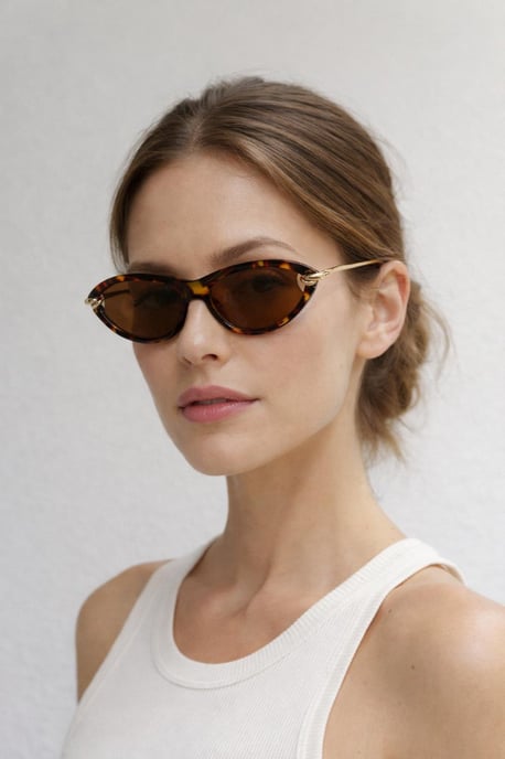 Bold Oval Angular Sunglasses in Tortoiseshell - Image 1
