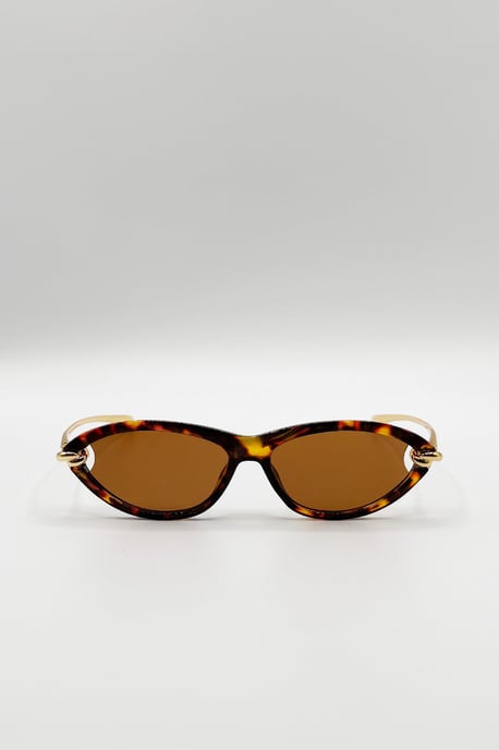 Bold Oval Angular Sunglasses in Tortoiseshell - Image 2