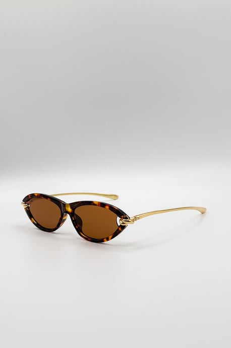 Bold Oval Angular Sunglasses in Tortoiseshell - Image 3