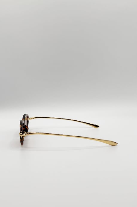 Bold Oval Angular Sunglasses in Tortoiseshell - Image 4