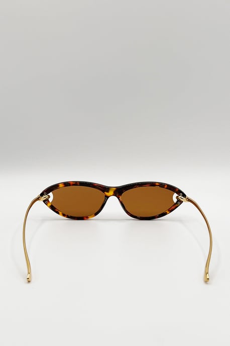 Bold Oval Angular Sunglasses in Tortoiseshell - Image 5