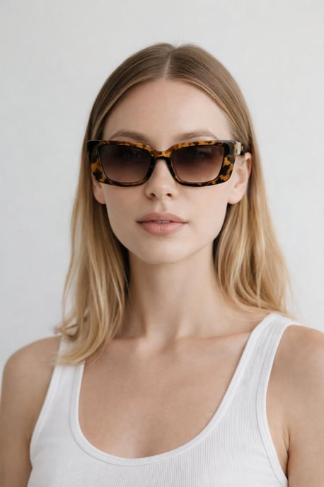 Rectangle Cateye Side Detail Sunglasses In Leopard - Image 3