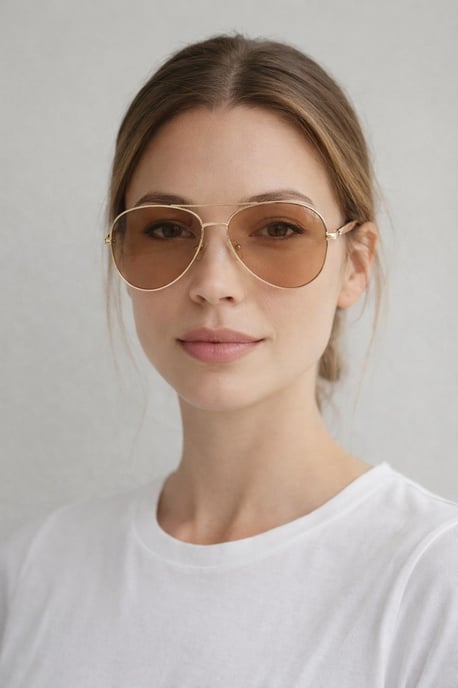 Metal Aviator Sunglasses With Chunky Arm - Image 1