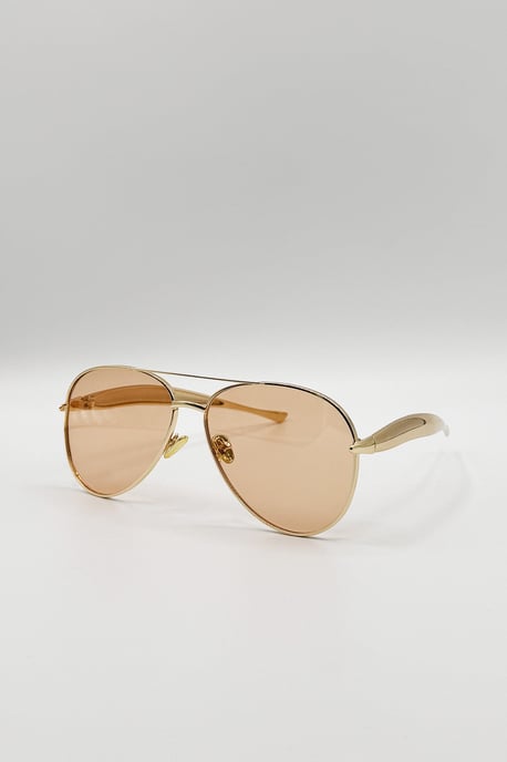 Metal Aviator Sunglasses With Chunky Arm - Image 3