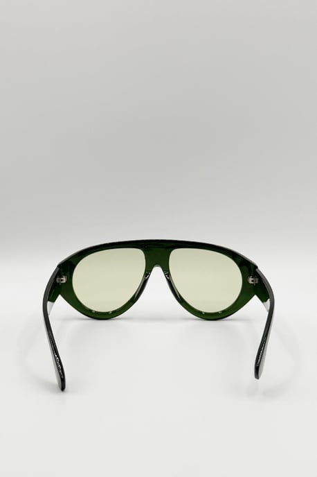 Oversized Bold Aviator Sunglasses in Green - Image 6
