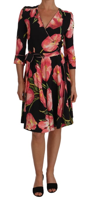 Dolce Gabbana Tulip Print Wrap Dress - Image 1